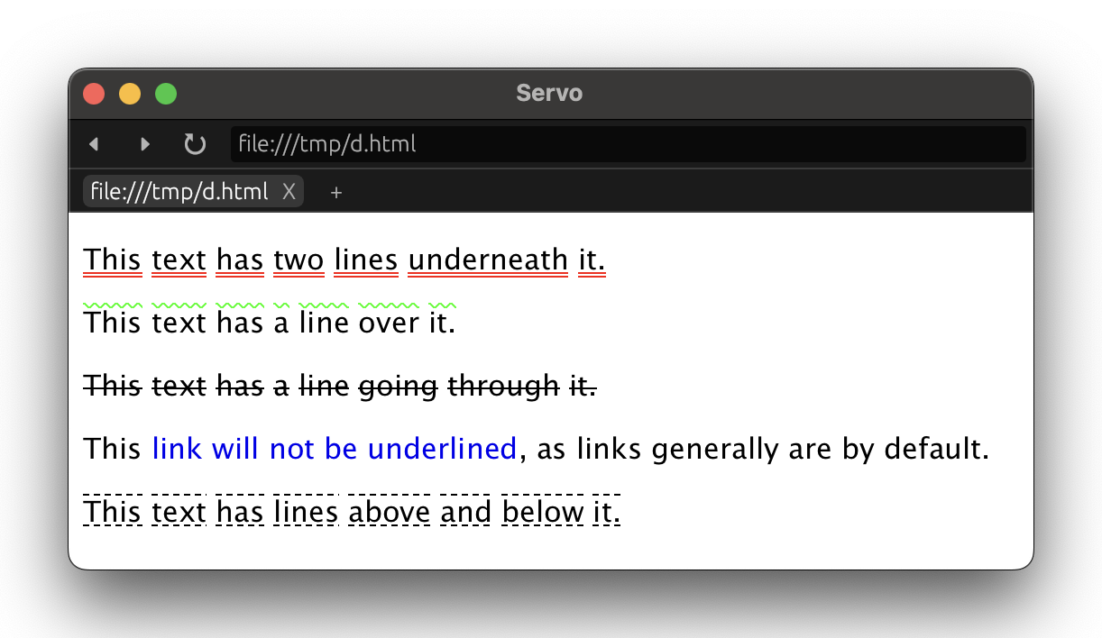 text-decoration rendering in Servo