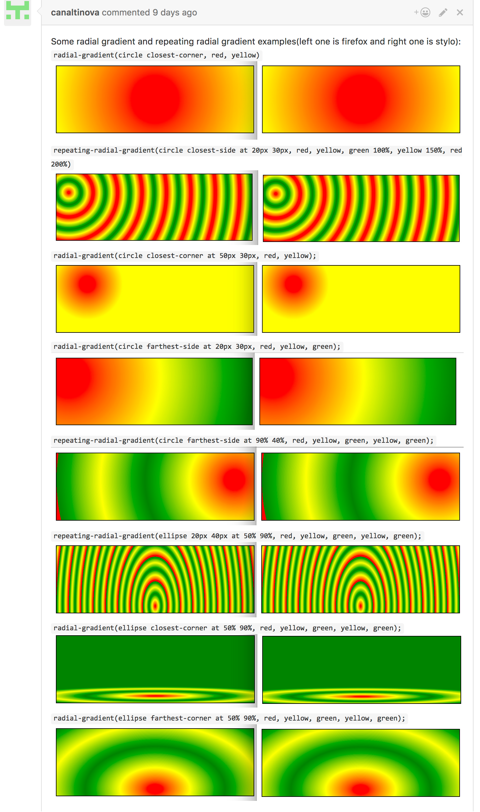 Radial gradient support in Stylo