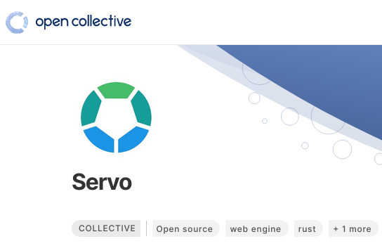 Servo’s donation page on Open Collective