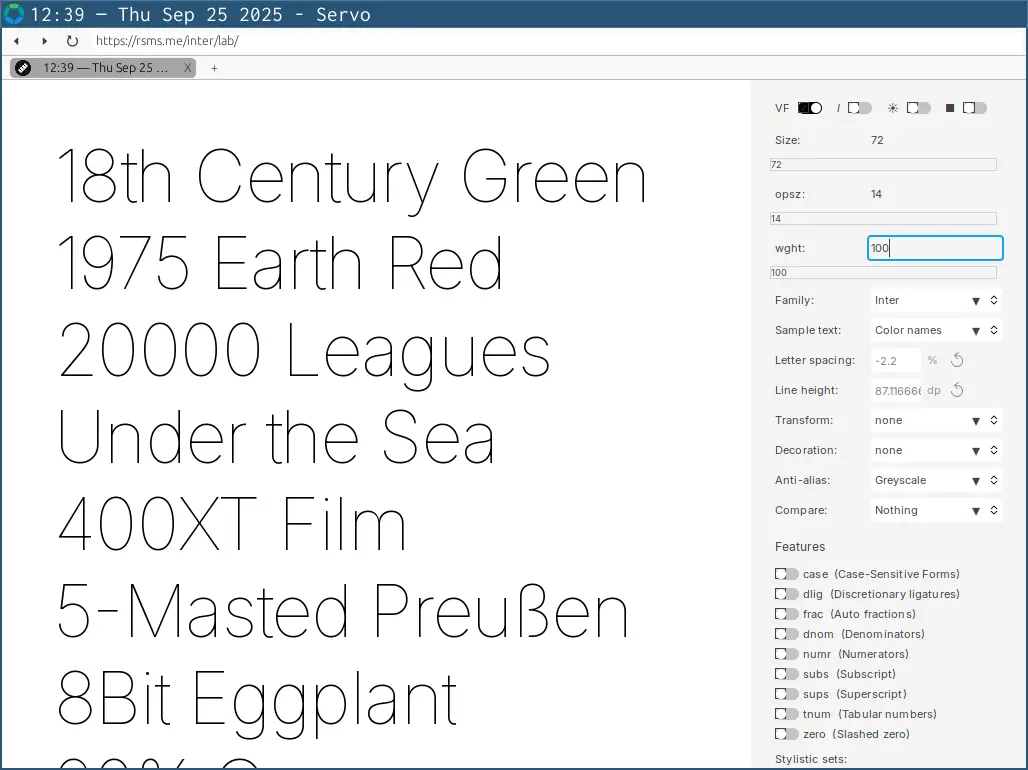 servoshell nightly showcasing variable fonts, with variable weight (`wght`) values smoothly increasing and decreasing (click to pause)