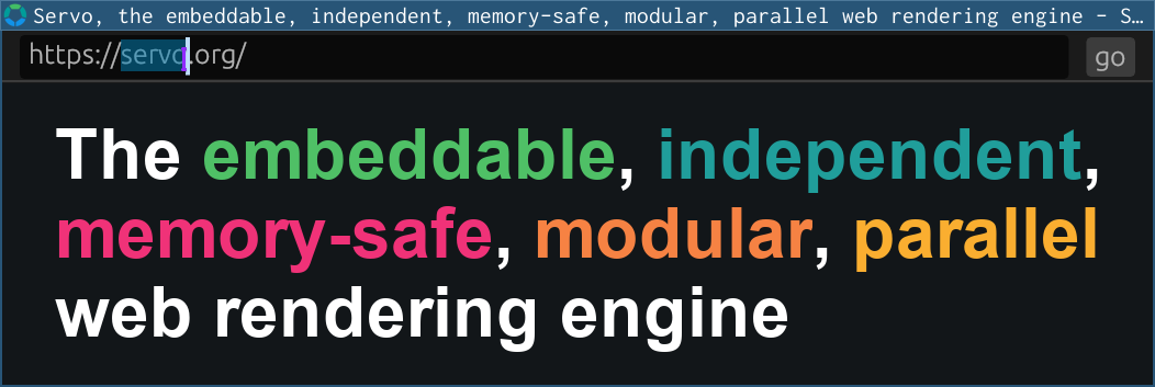 Servo’s new browser UI, showing a toolbar with a location field and go button
